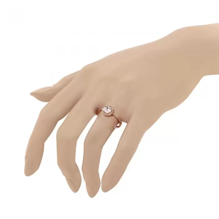 Δαχτυλίδι Μονόπετρο Facad’oro Ροζ Χρυσός Κ14 με Ζιργκόν