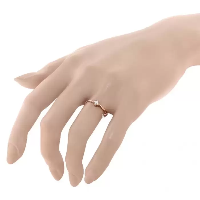Δαχτυλίδι Ροζ Χρυσός Κ9 με Σμάλτο
