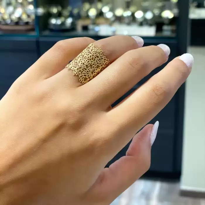 Δαχτυλίδι Χειροποίητο Δαντέλα Χρυσός Κ14