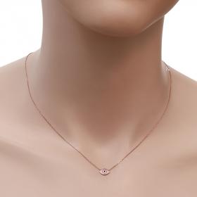 Κολιέ Ματάκι Ροζ Χρυσός Κ14 με Σμάλτο SKU-23468