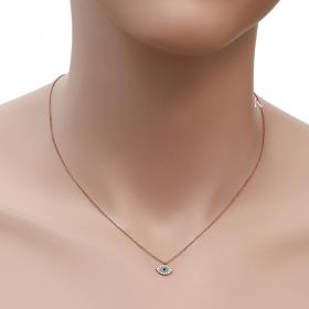 Κολιέ Ματάκι Ροζ Χρυσός Κ14 με Ζιργκόν SKU-23394