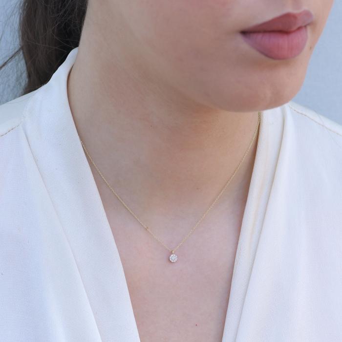 Κολιέ Ροζέτα Χρυσός Κ18 με Διαμάντια SKU-23343