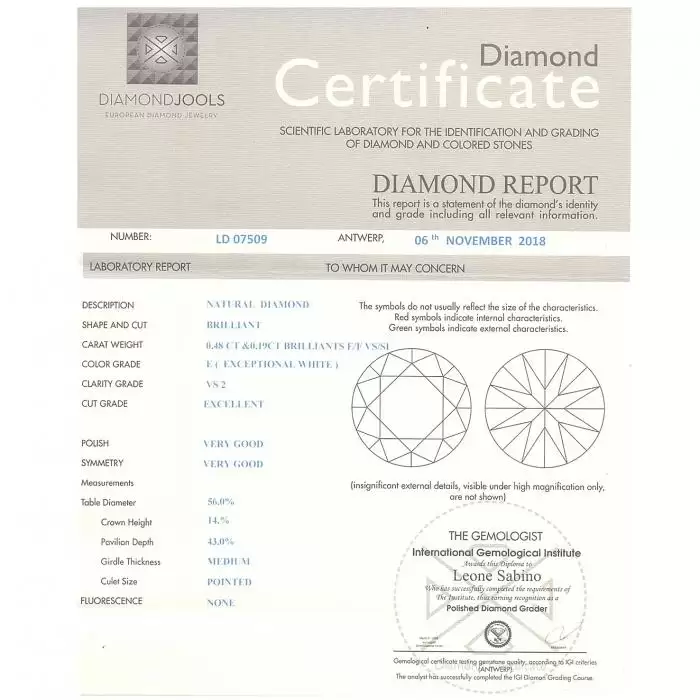 SKU-23493 / Μονόπετρο DiamondJools Λευκόχρυσος Κ18 με Διαμάντια