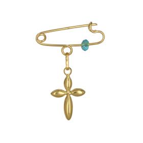 Παιδική Παραμάνα με Σταυρό & Κρύσταλλο Swarovski Χρυσός Κ9 SKU-23423