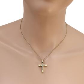 Σταυρός Χρυσός Κ14 με Ζιργκόν με Ματ & Σαγρέ Φινίρισμα SKU-23574