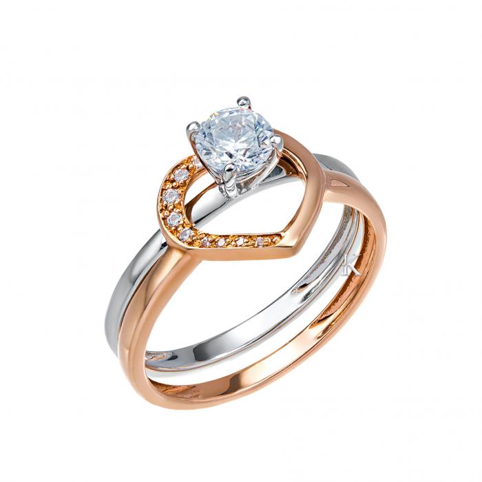 SKU-24860 / Δαχτυλίδι Μονόπετρο Ροζ Χρυσός & Λευκόχρυσος Κ14 με Ζιργκόν
