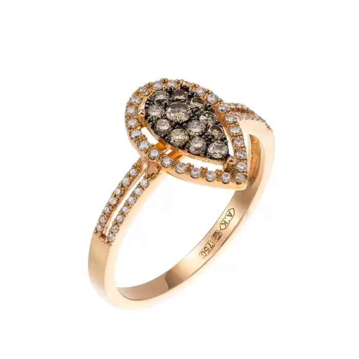 SKU-24617 / Δαχτυλίδι Ροζ Χρυσός Κ18 με Διαμάντια