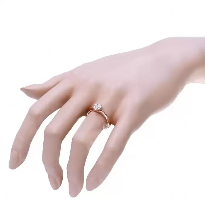 Μονόπετρο Δαχτυλίδι Ροζ Χρυσός Κ18 με Διαμάντια