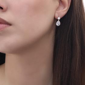 Σκουλαρίκια Δάκρυ Χρυσός Κ14 με Λευκά Ζιργκόν SKU-24236