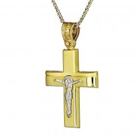Σταυρός Ανδρικός Κλασικός Χρυσός & Λευκόχρυσος Κ14 SKU-24159