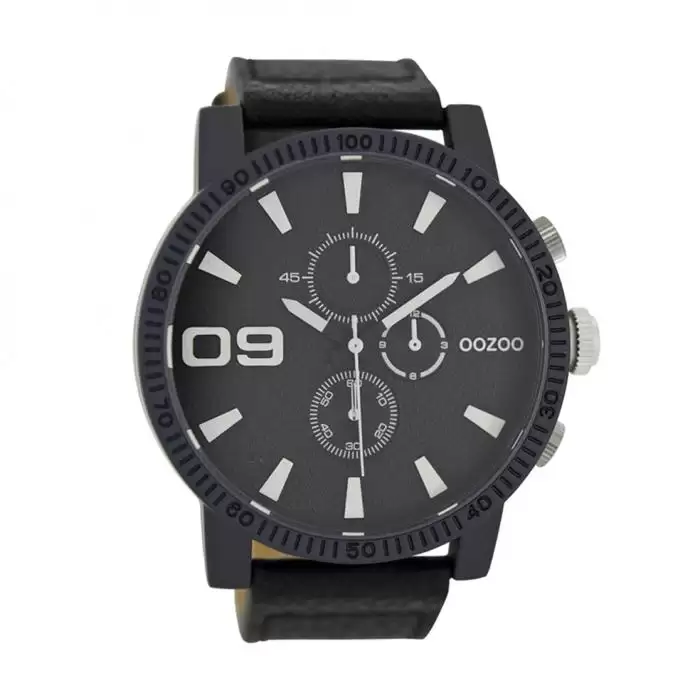 SKU-25813 / OOZOO Timepieces XXL Black Leather Strap