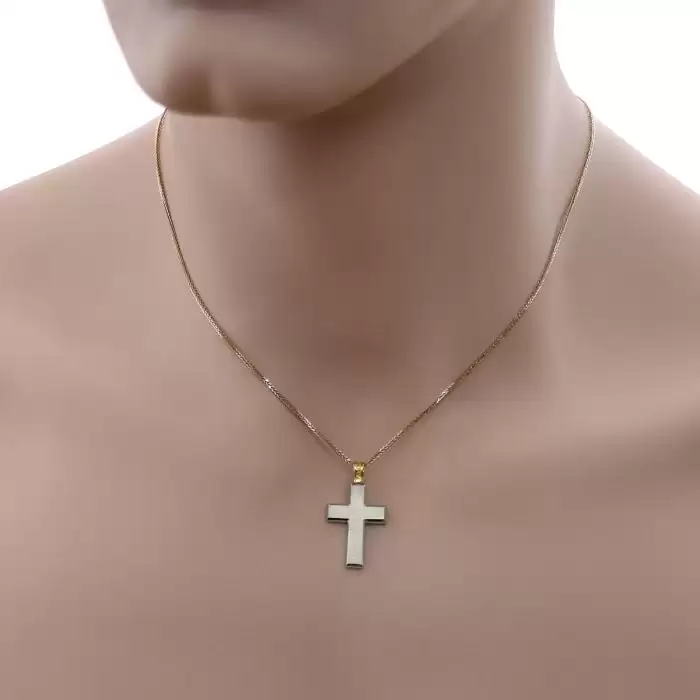 Σταυρός Facad’oro Λευκόχρυσος & Χρυσός Κ14 Διπλής Όψεως. SKU-25116