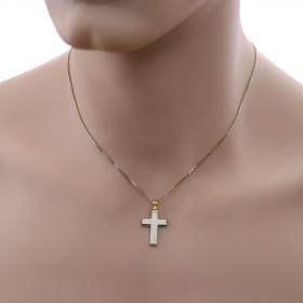 Σταυρός Facad’oro Λευκόχρυσος & Χρυσός Κ14 Διπλής Όψεως. SKU-25116