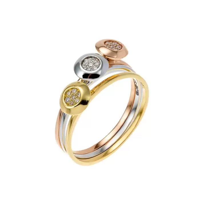 SKU-26940 / Δαχτυλίδι  Ροζ Χρυσός, Λευκόχρυσος & Χρυσός  Κ18 με Διαμάντια
 