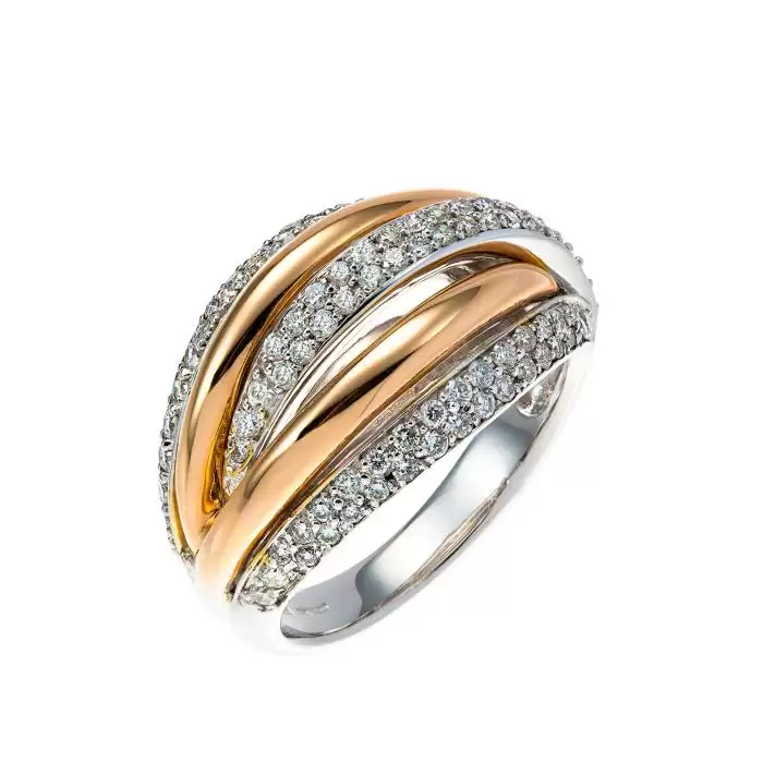 SKU-26747 / Δαχτυλίδι Λευκόχρυσος & Ροζ Χρυσός Κ18 με Διαμάντια
 