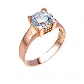 Δαχτυλίδι Μονόπετρο Ροζ Χρυσός Κ14 με Ζιργκόν
