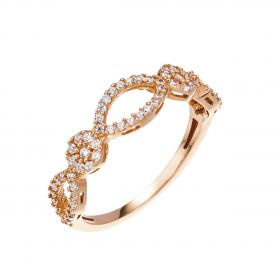 Δαχτυλίδι Ροζ Χρυσός Κ14 με Ζιργκόν
 