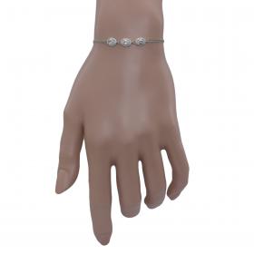 Βραχιόλι Ροζέτα με Διπλή Αλυσίδα Ασήμι 925° με Ζιργκόν SKU-26494