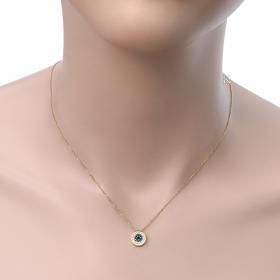 Κολιέ Μάτι Χρυσός Κ14 με Ζιργκόν & Μαύρο Πλατίνωμα SKU-26442