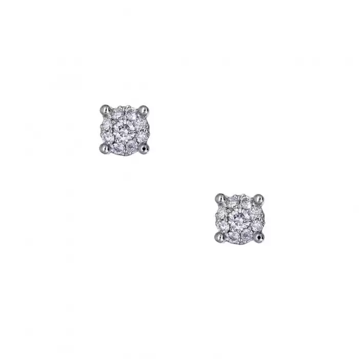 SKU-26551 / Σκουλαρίκια Λευκόχρυσος Κ18 με Διαμάντια
 