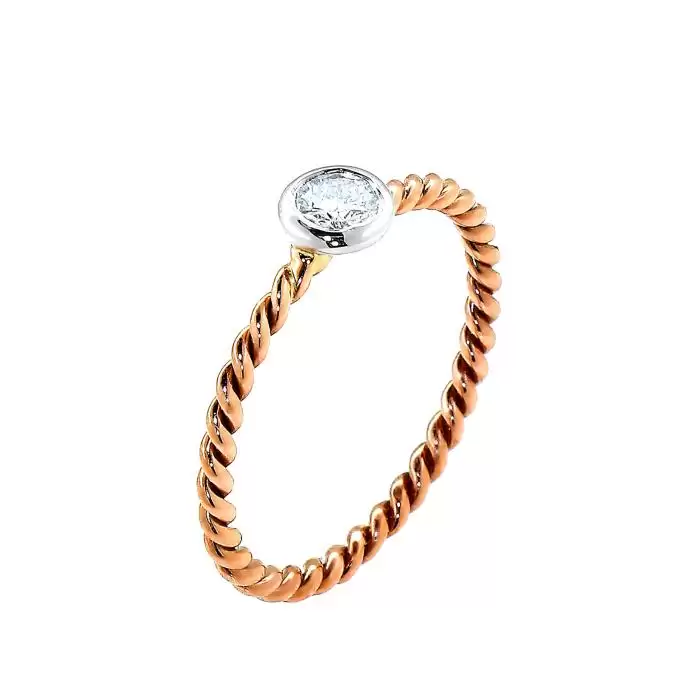 SKU-27572 / Δαχτυλίδι  Ροζ Χρυσός & Λευκόχρυσος Κ18 με Διαμάντι


