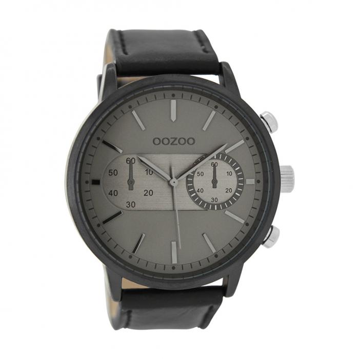 SKU-27676 / OOZOO Timepieces Black Leather Strap