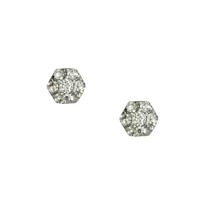 SKU-27762 / Σκουλαρίκια Λευκόχρυσος Κ18 με Διαμάντια