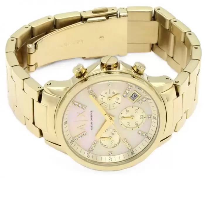 SKU-28627 / ARMANI EXCHANGE Lady Banks Crystals Chronograph Gold Stainless Steel Bracelet