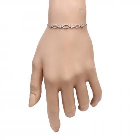 Βραχιόλι με Ροζέτες Λευκόχρυσος Κ14 με Λευκά Ζιργκόν SKU-28707