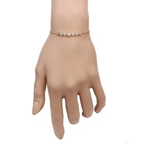 Βραχιόλι Ροζέτα Ροζ Χρυσός Κ14 με Λευκά Ζιργκόν SKU-28366