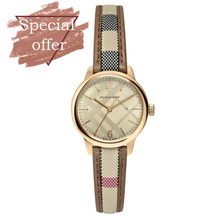 SKU-28787 / BURBERRY The Classic Round Fabric & Leather Strap