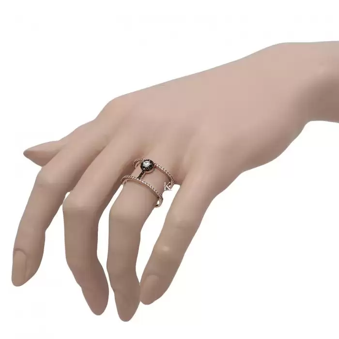 Δαχτυλίδι Facad’oro Ροζ Χρυσός Κ14 με Ζιργκόν.