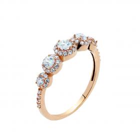 Δαχτυλίδι Σειρέ Ροζέτα Ροζ Χρυσός Κ14 με Ζιργκόν
