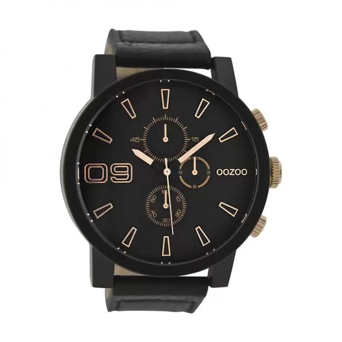 SKU-28753 / OOZOO Timepieces Black Leather Strap