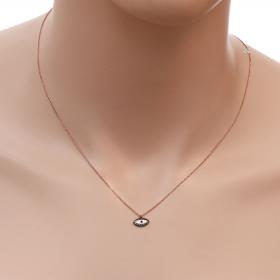 Κολιέ Ματάκι Ροζ Χρυσός Κ14 με Σμάλτο & Ζιργκόν SKU-29838