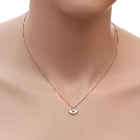 Κολιέ Ματάκι Ροζ Χρυσός Κ14 με Σμάλτο & Τιρκουάζ SKU-29848