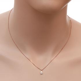 Κολιέ Ματάκι Ροζ Χρυσός Κ14 με Σμάλτο SKU-29839