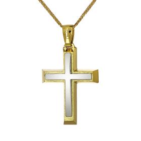 Σταυρός Ανδρικός Λευκόχρυσος & Χρυσός Κ14 SKU-29376