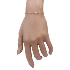 Βραχιόλι Ματάκι & Σταυρός Ροζ Χρυσός Κ14 με Σμάλτο SKU-30906