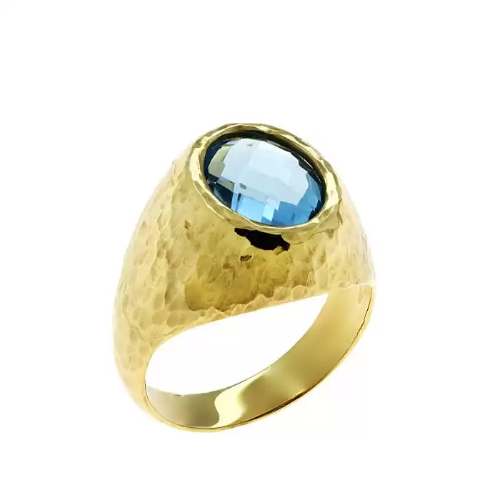 SKU-30377 / Δαχτυλίδι Chevalier Χρυσός Κ14 με Blue Topaz