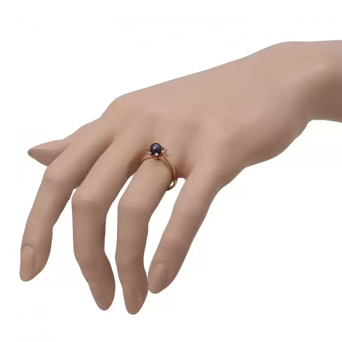 Δαχτυλίδι Ροζ Χρυσός Κ14 με Μαργαριτάρι & Ζιργκόν