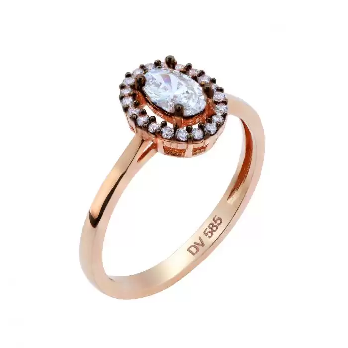SKU-30861 / Δαχτυλίδι Ροζ Χρυσός Κ14 με Ζιργκόν