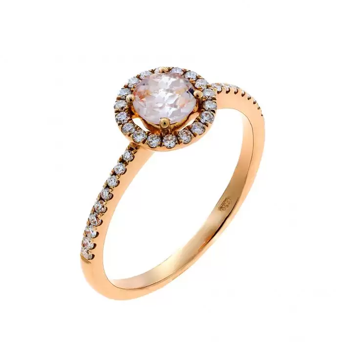 SKU-30112 / Δαχτυλίδι Ροζ Χρυσός Κ18 με Morganite & Διαμάντια