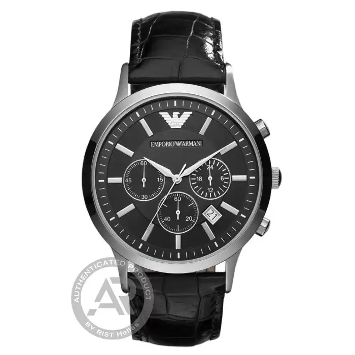 SKU-30333 / EMPORIO ARMANI Renato Chronograph Black Leather Strap