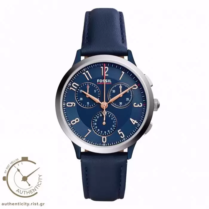 FOSSIL Abilene Chronograph Blue Leather Strap SKU-30549