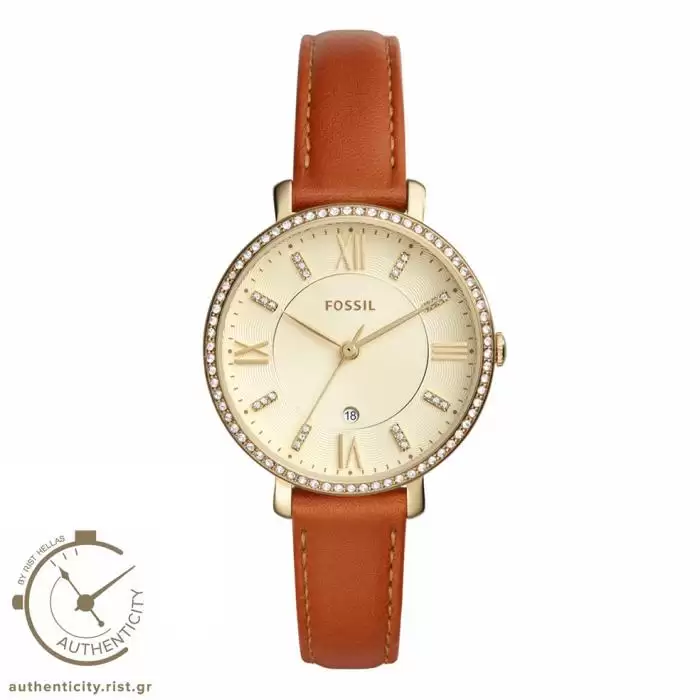 SKU-30526 / FOSSIL Jacqueline Crystals Brown Leather Strap