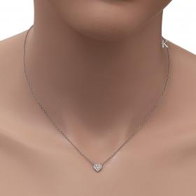 Κολιέ Καρδιά Ροζέτα Λευκόχρυσος Κ14 με Διαμάντια SKU-30690