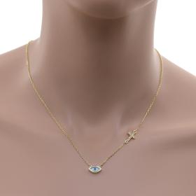 Κολιέ Ματάκι Χρυσός Κ14 με Φίλντισι SKU-30532