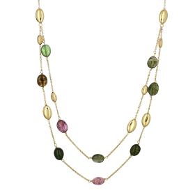 Κολιέ με Διπλή Αλυσίδα Χρυσός Κ14 με Τουρμαλίνη SKU-30575