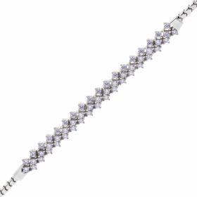 Βραχιόλι Γυναικείο Λευκόχρυσος Κ14 με Λευκά Ζιργκόν SKU-31395